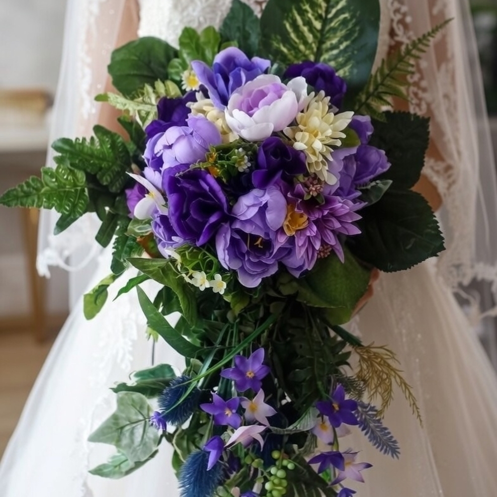 #8 2 Purple and White Bridal Bouquets 1 For You 1 To Throw